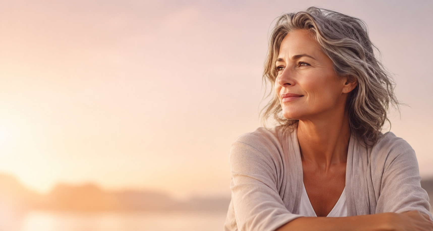Woman relaxing outdoors at sunset