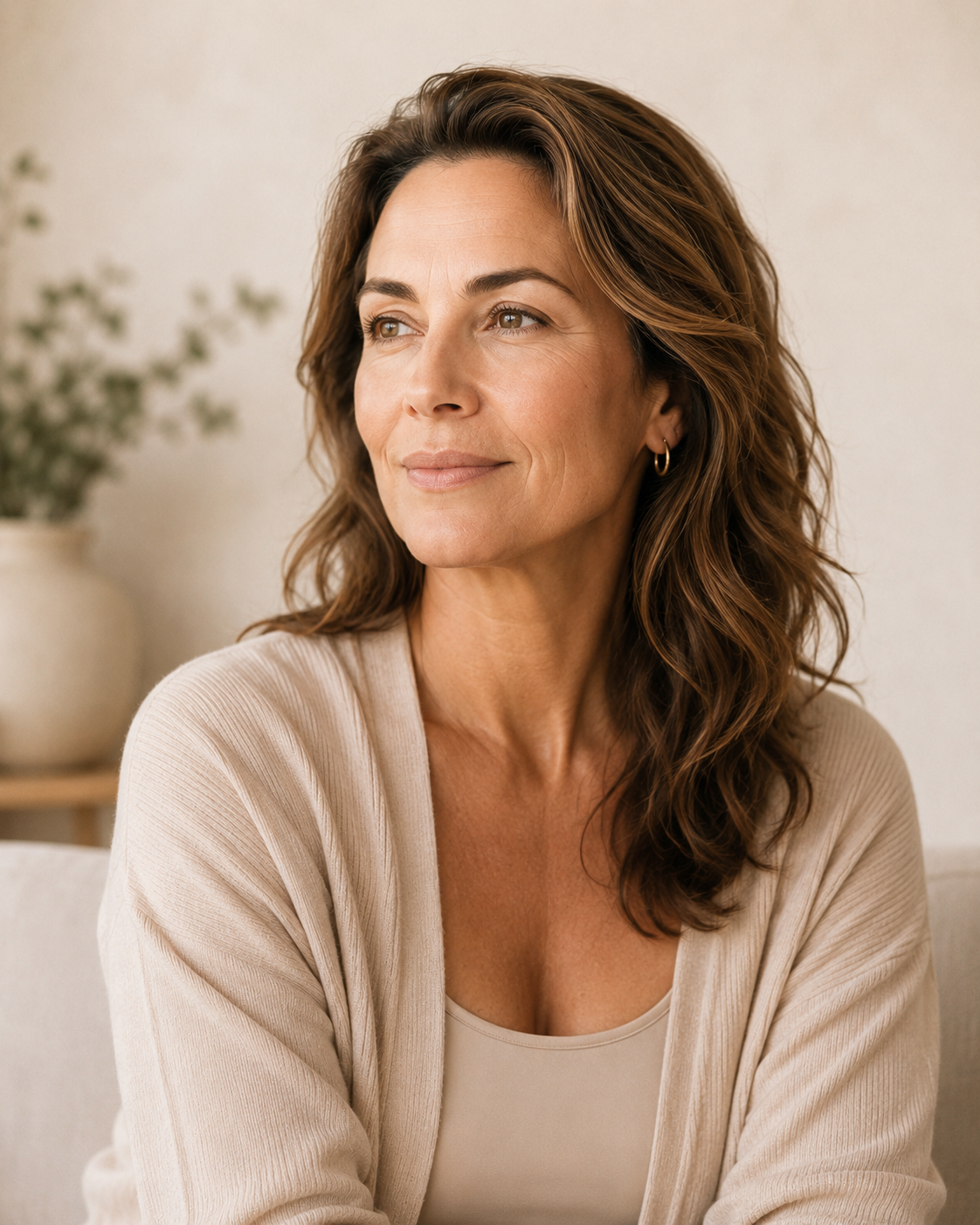 Woman at home, relaxed portrait